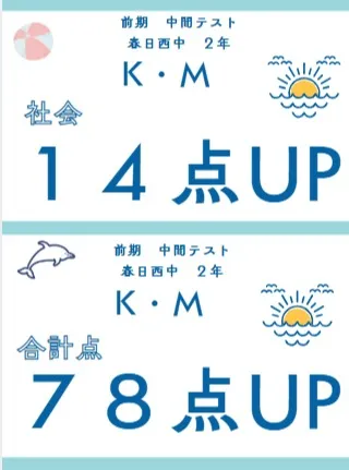 前期中間テスト成績アップ者②